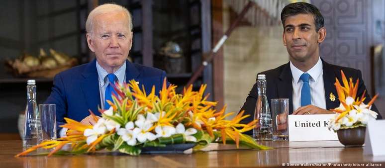 Presidente dos EUA, Joe Biden e premiê britânico, Rishi Sunak, em foto de arquivo