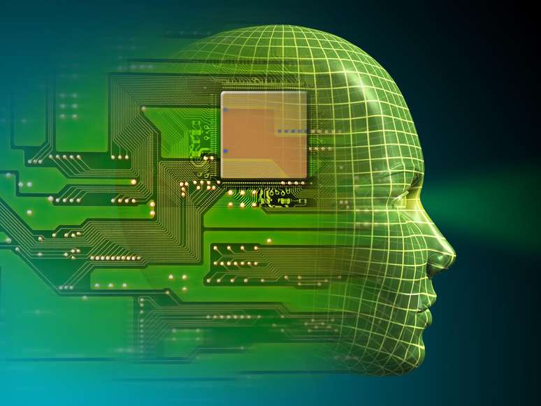 Ilustração de circuito de computador em cabeça