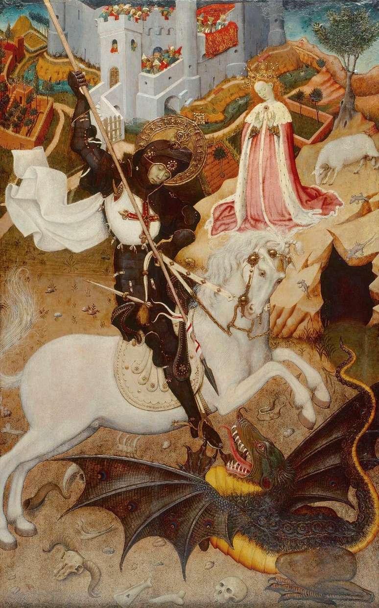São Jorge e o dragão, em pintura de Bernat Martorell