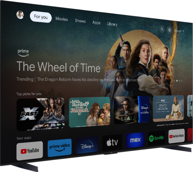 Produk menjalankan Google TV dengan akses langsung ke aplikasi (Gambar: Pengungkapan/TCL)
