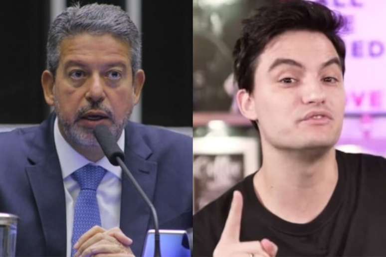 O presidente da Câmara dos Deputados, Arthur Lira (à esquerda), e o influenciador e youtuber Felipe Neto (à direita)