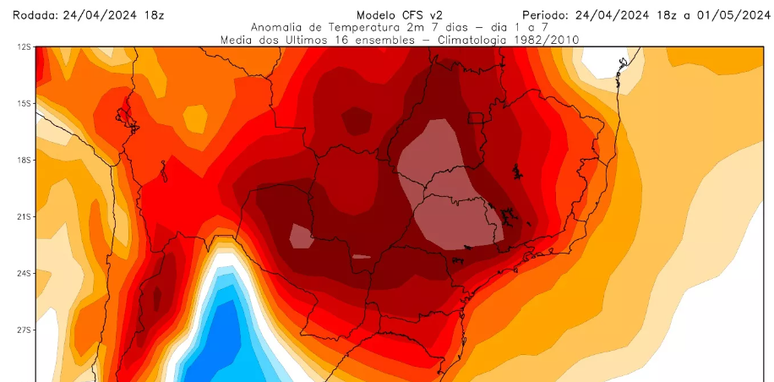 De acordo com o MetSul, altas temperaturas são esperadas para fim de abril e começo de maio