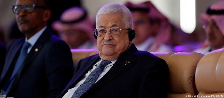 Mahmud Abbas na reunião extraordinária do Fórum Econômico Mundial por soluções do conflito em Gaza