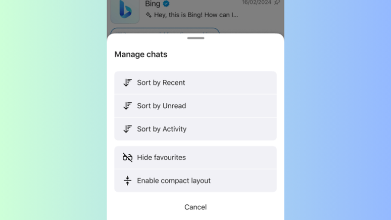 Novo menu de filtros do Skype para celulares (Imagem: Divulgação/Microsoft)