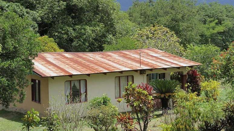 A fazenda de Pachito fica em um vale raso, rodeado por arbustos floridos