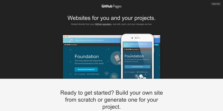 Halaman GitHub mengubah repositori menjadi situs web (Gambar: Reproduksi/GitHub)