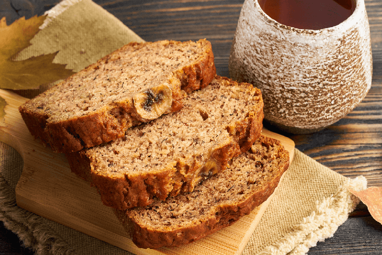 Bolo de banana com linhaça