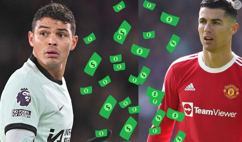 Thiago Silva fora do Chelsea: você sabia que a fortuna do jogador, cotado para voltar ao Fluminense, é 562% menor do que a de Cristiano Ronaldo?.