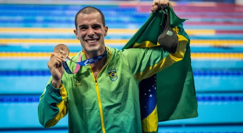 Bruno Fratus levou bronze nos 50m livre de natação nos Jogos Olímpicos de Tóquio 