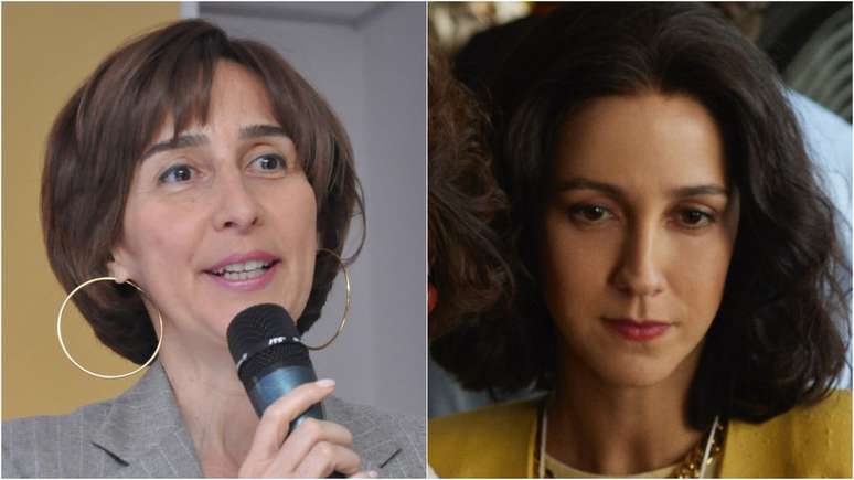 Viviane, a irmã de Ayrton Senna, é interpretada por Camila Márdila (Imagem: Reprodução/Instituto Ayrton Senna, Netflix)