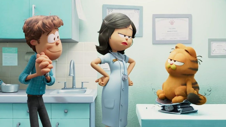 Em Garfield: Fora de Casa, o bichano continua odiando ir ao veterinário. (Divulgação/Columbia Pictures)