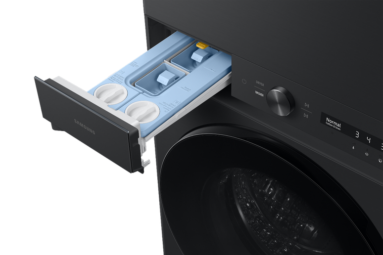 Recursos de IA da Laundry Hub ajudam a controlar o consumo de detergente (Imagem: Divulgação/Samsung)