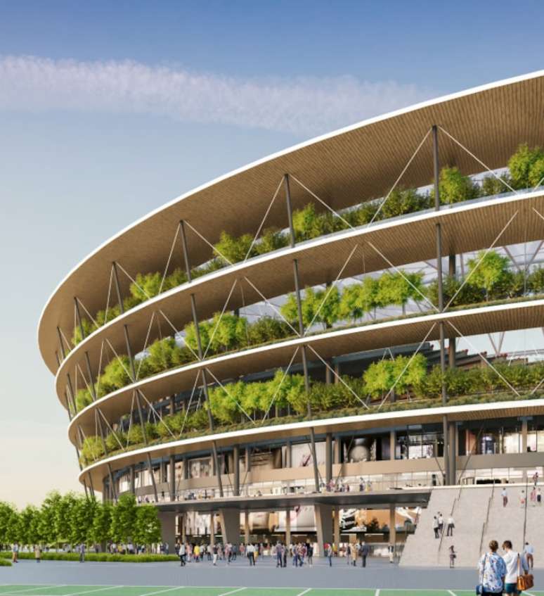 The architecture firm says the idea is to have the stadium open to the public all year round. The architecture firm says the idea is to have the stadium open to the public all year round.