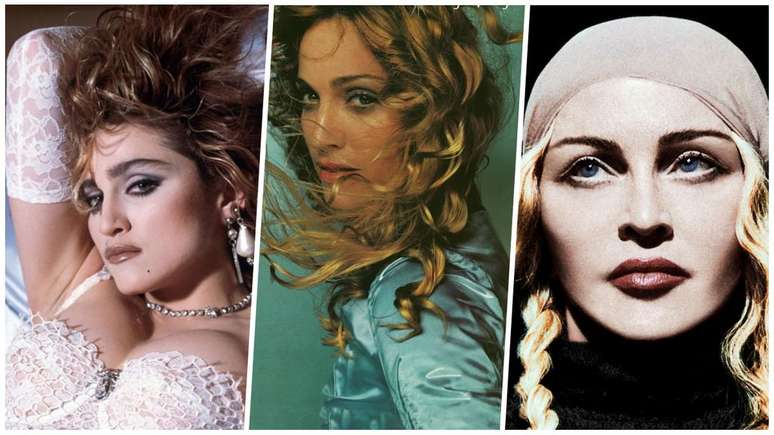 Madonna ao longo doa anos (Imagem: Divulgação/Warner Records e Interscope)