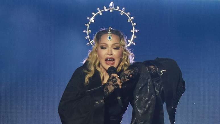 A cantora Madonna, durante o show realizado na orla de Copacabana neste sábado, 4