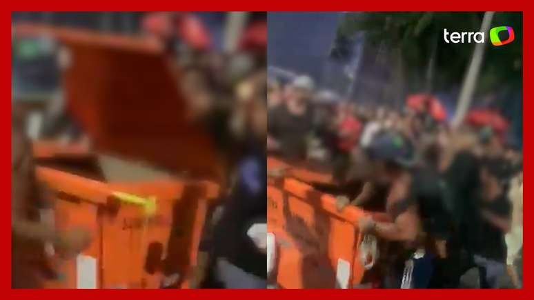 Furto no show de Madonna. Homem jogado na lixeira.