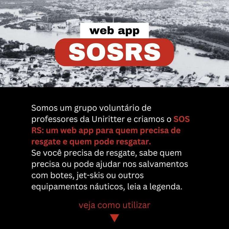 Aplikasi yang dibuat oleh profesor UniRitter menghubungkan korban dan tim penyelamat di Rio Grande do Sul