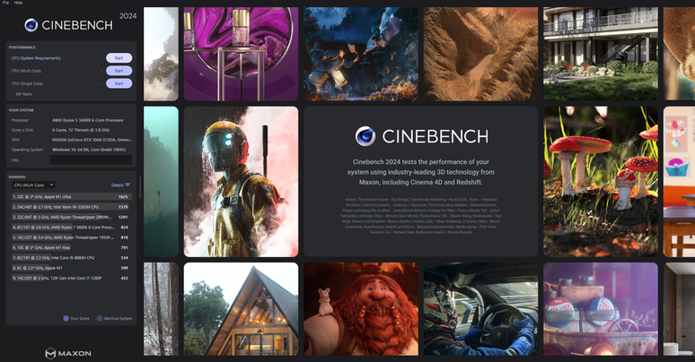O Cinebench 2024 talvez seja um dos mais fáceis benchmarks existentes, já que ele funciona apenas com o apertar de um botão (Imagem: Captura de tela/Felipe Vidal/Canaltech)