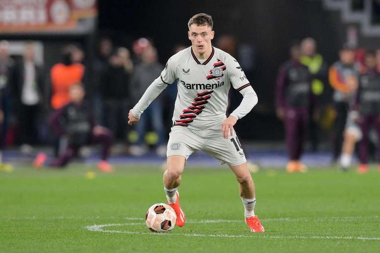 Florian Wirtz (Bayer Leverkusen) em ação contra a Roma no dia 02.05.2024