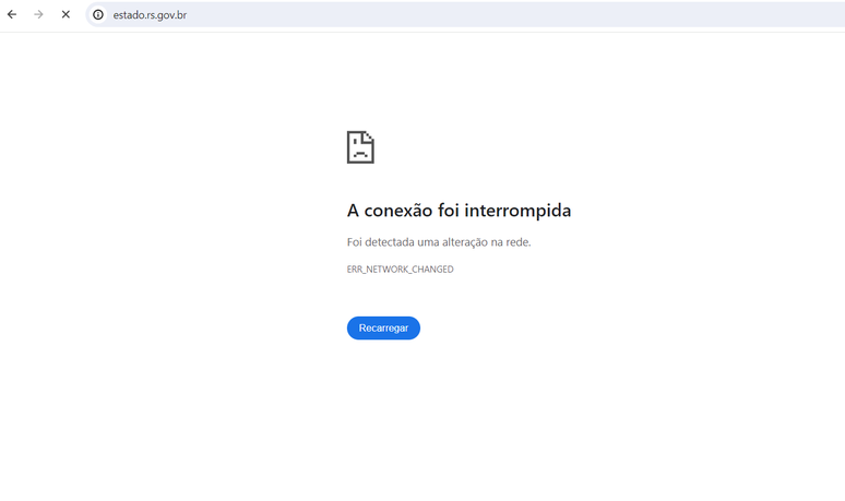 Site está fora do ar em meio às enchentes e inundações que o estado enfrenta