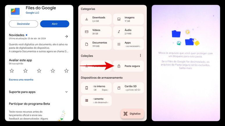 O Files do Google é um app que ajuda a esconder programas no celular (Imagem: Captura de tela/André Leonardo/Canaltech)