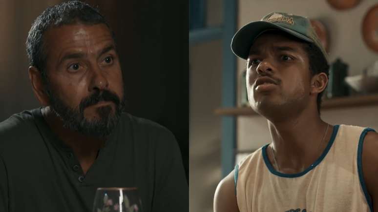 José Inocêncio (Marcos Palmeira) e João Pedro (Juan Paiva) em Renascer (Divulgação / TV Globo)