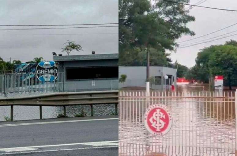 Fotos: Max Peixoto / Richard Dücker / MetSul Meteorologia - Legenda: Beira-Rio e Arena do Grêmio também sofreram alagamentos