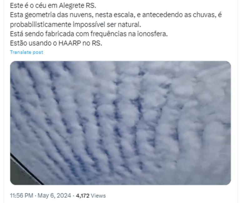 Postingan di X, sebelumnya Twitter, menunjukkan awan umum, yang dikenal sebagai 'stratocumulus', seolah-olah merupakan fenomena abnormal