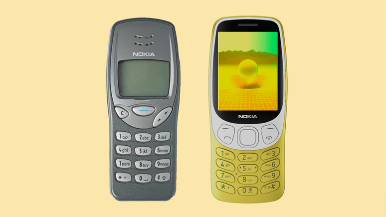 Novo Nokia 3210 é versão modernizada, mas sem esquecer raízes (Imagem: Divulgação/Nokia e Wikimedia Commons)