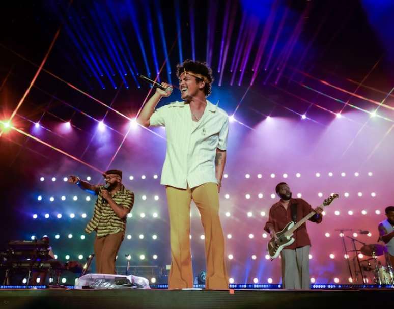 Bruno Mars durante a apresentação no festival The Town