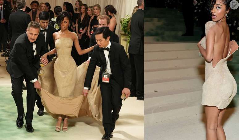 Um Detalhe Curioso Sobre Os Bastidores Do Vestido Ic Nico De Areia Usado Por Tyla No Met Gala