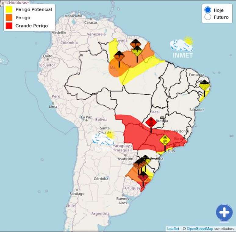 Inmet faz alertas para regiões do país