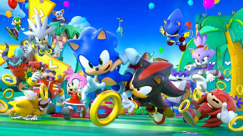 Em Sonic Rumble, os jogadores controlam figuras de brinquedo para competir em desafios de battle royale