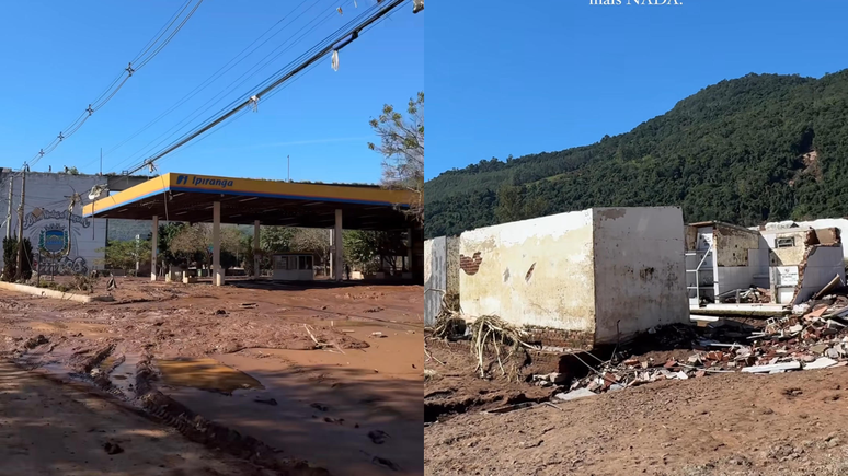 Influenciadora mostrou destroços de Muçum (RS)