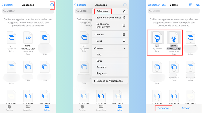 Como restaurar arquivos apagados no iOS (Imagem: Captura de tela/Bruno De Blasi/Canaltech)