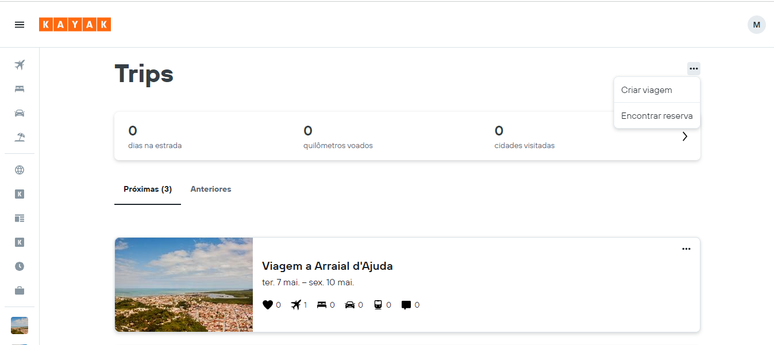 &Eacute; poss&iacute;vel adicionar quantas viagens quiser em 'Criar viagem'