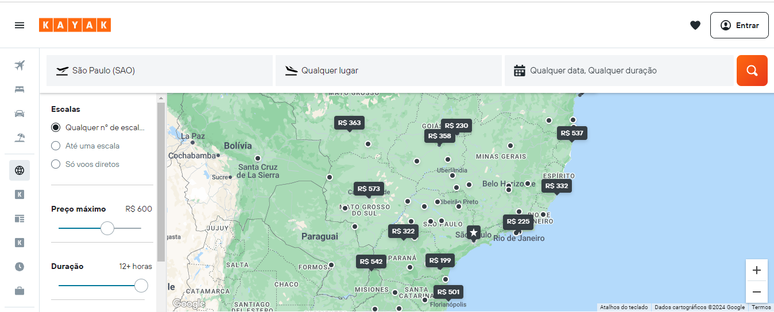 Uma simulação com um orçamento de 600 reais mostra os destinos no Brasil com passagens dentro desse valor