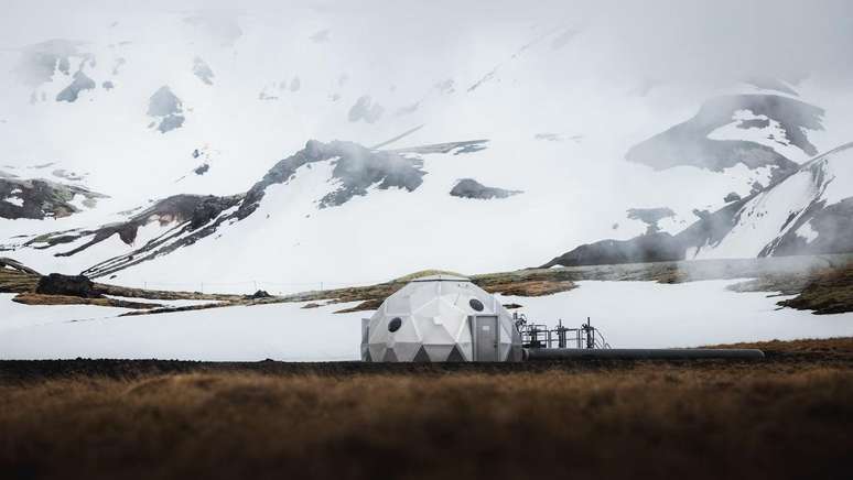 Uma das estruturas da CarbFix na sede da Mammoth