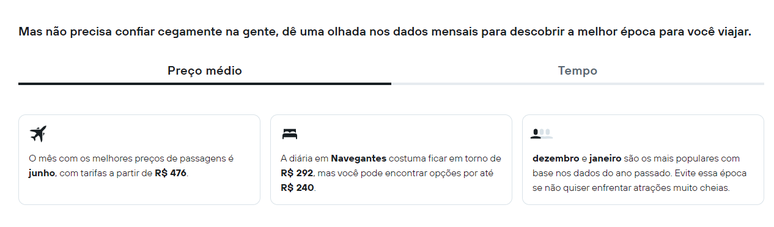 Informa&ccedil;&otilde;es com mais detalhes a respeito do melhor momento do ano para viajar