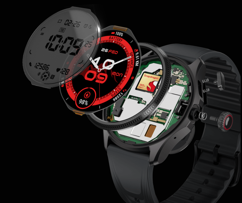 Relógio tem processador Snapdragon e roda WearOS (Imagem: Divulgação/Mobvoi)