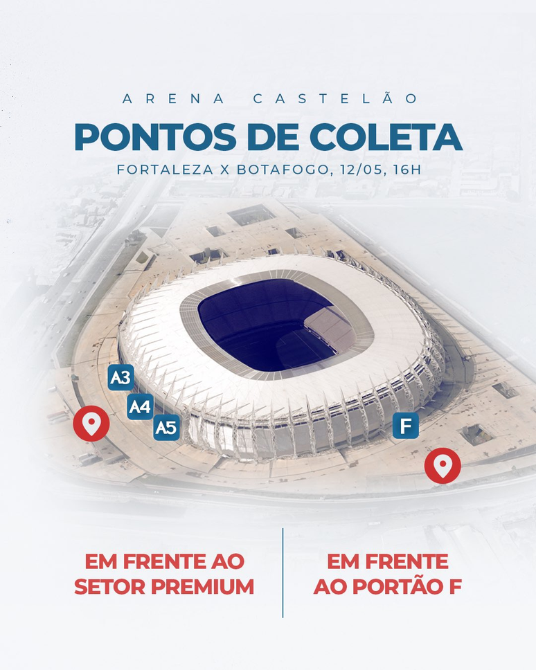 Pontos de coleta da Arena Castel&atilde;o no domingo. 