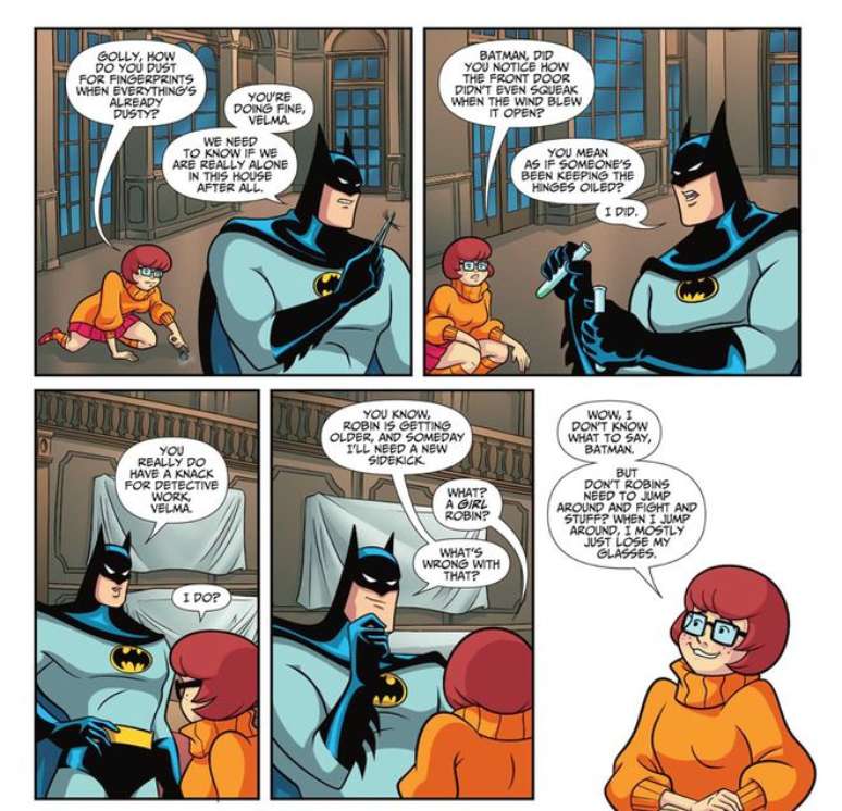 Batman e Velma possuem uma boa sintonia investigativa (Imagem: Reprodução/DC Comics)