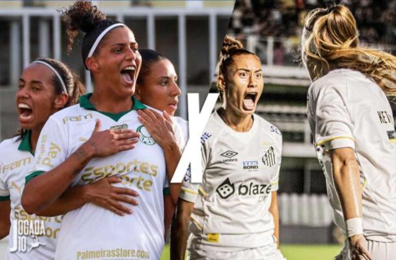 Fotos: Luiz Guilherme Martins/Palmeiras; Guilherme Greghi / Santos FC - Legenda: Clássico do futebol feminino acontece neste sábado, em Jundiaí-SP