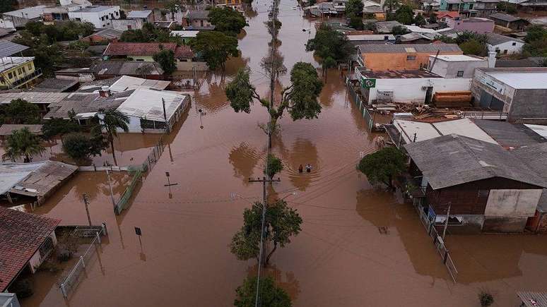 A cidade de Eldorado do Sul foi uma atingida pelas inundações