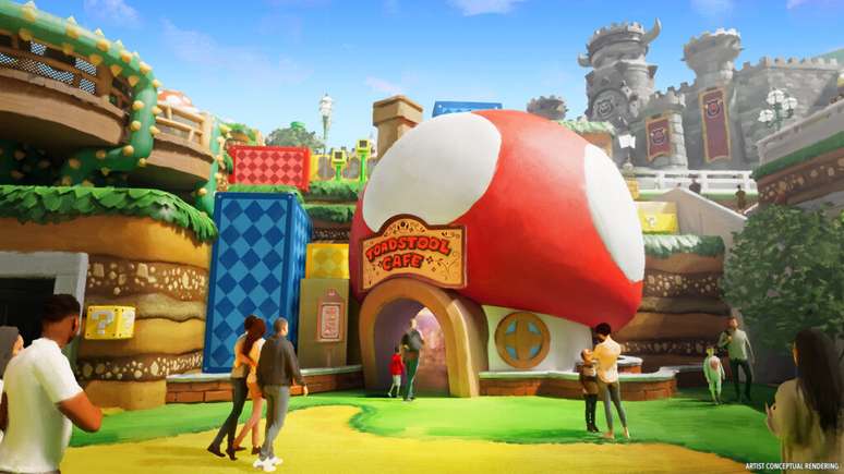 O simpático cogumelo Toad será o anfitrião do restaurante no Mushroom Kingdom