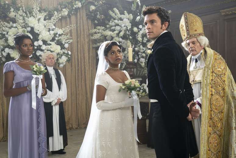 Na última temporada de Bridgerton, Katy e Anthony se casam. (Divulgação/Netflix)