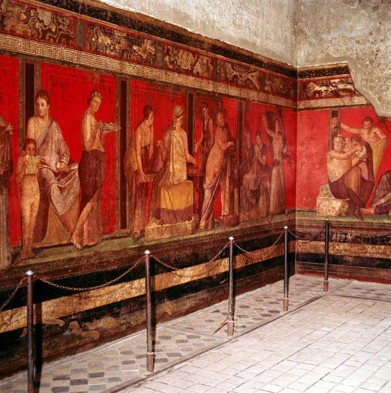 A Vila dos Mistérios de Pompéia, século 1, era uma vitrine do pigmento vermelhão, feito com cinábrio moído