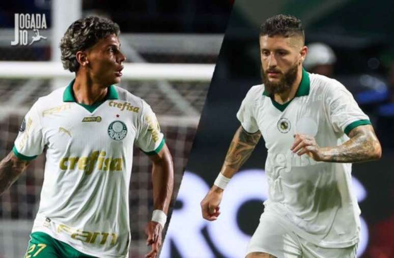 Fotos: Fabio Menotti/Palmeiras - Legenda: Richard Ríos e Zé Rafael podem refazer dupla de sucesso no Palmeiras
