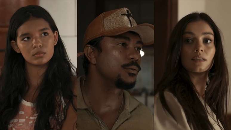 Ritinha (Mel Muzzillo), Damião (Xamã) e Eliana (Sophie Charlotte) em Renascer (Divulgação / TV Globo)