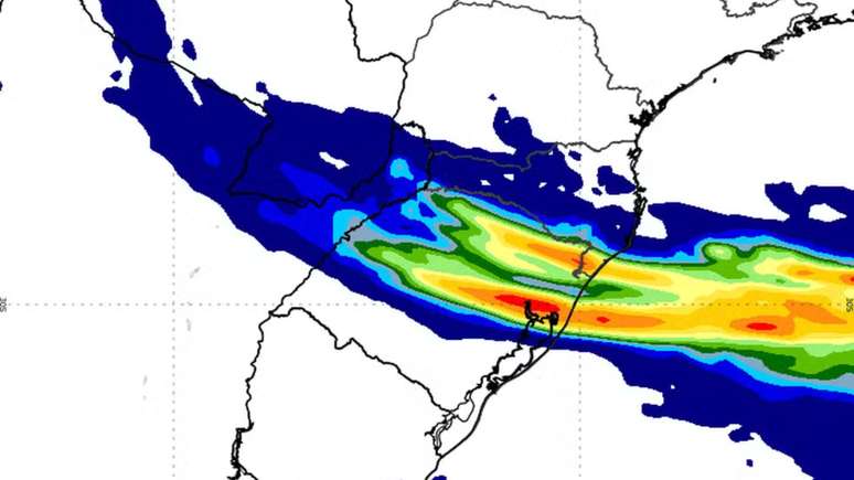 Mapa mostra os acumulados de chuva previstos até sexta